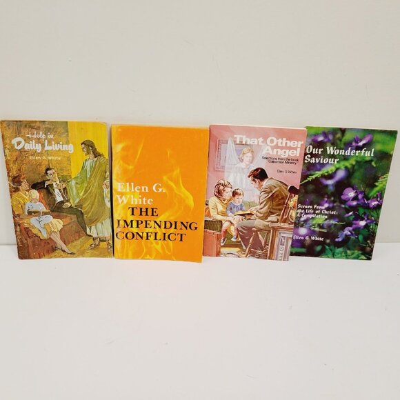 4 Vtg Ellen G. White Paperback Books Other Angel Daily Living Savior Conflict - Picture 1 of 10